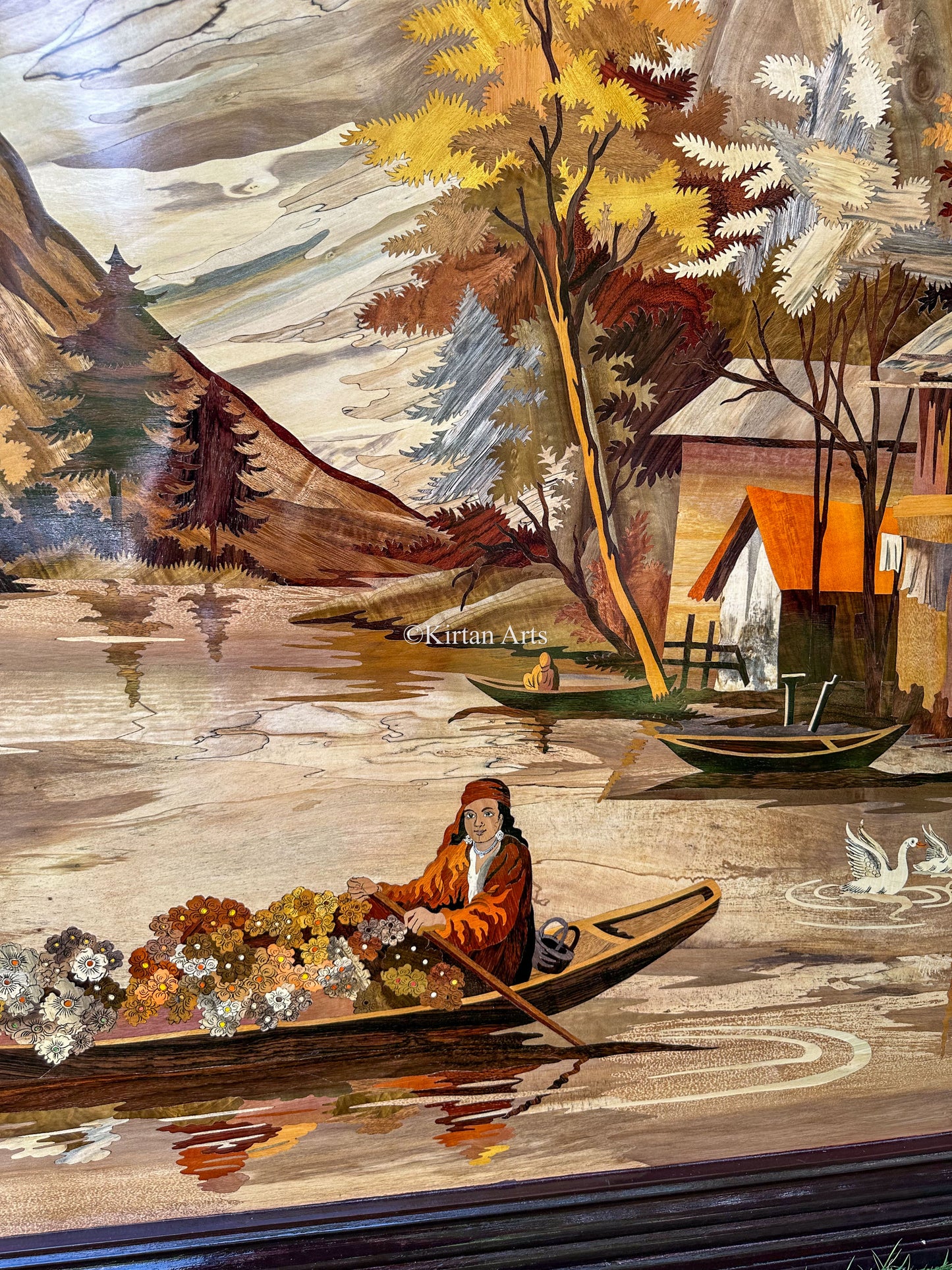 Dal Lake Rosewood Wall Panel | Wooden Inlay work | 6x4 ft