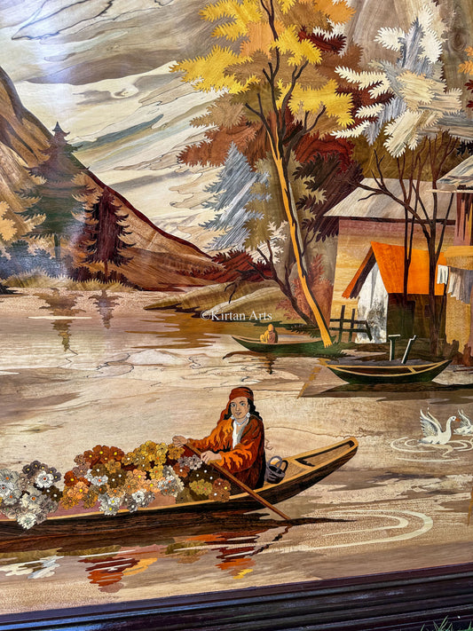 Dal Lake Rosewood Wall Panel | Wooden Inlay work | 6x4 ft