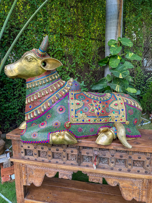 Brass Nandi Large | Stonework | 54 Inches