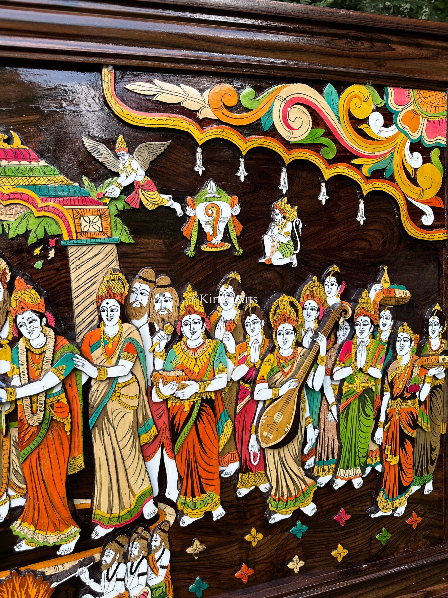 Srinivasa Kalyanam Panel | Rosewood Frame | Embossed Work | 5x3 ft