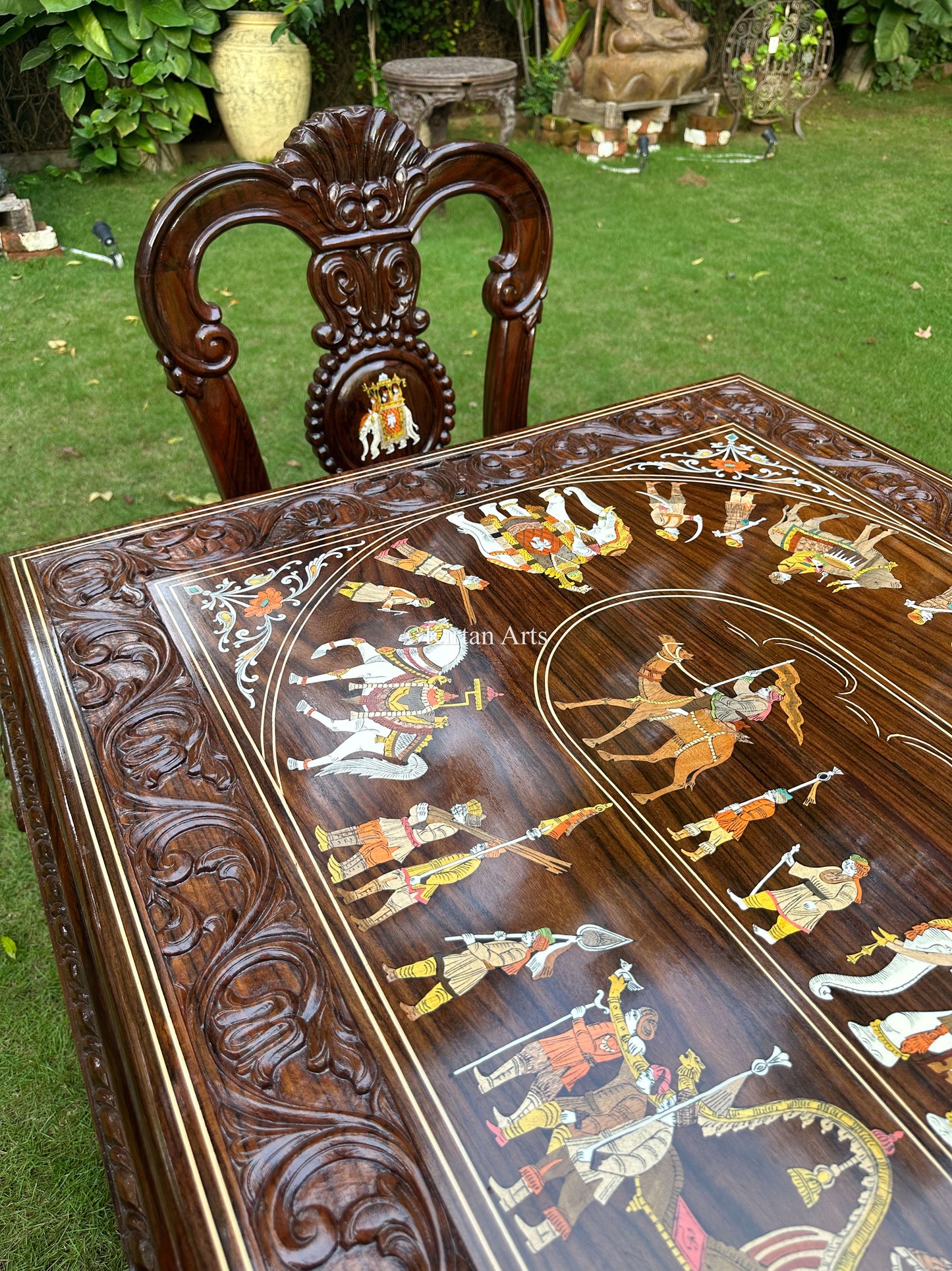 Rosewood Carved Dining Set | 4 Seater | 5x3 ft