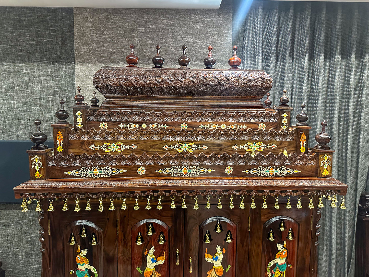 Rosewood Pooja Mandir | Foldable Doors | 7x5x2 ft