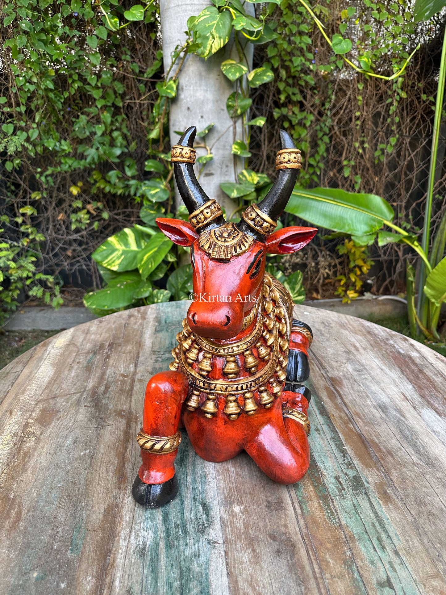 Wooden Nandi | Hand carved | Festive Colors | 22"