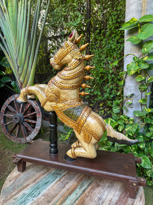Wooden Horse | White and Gold Hues | 41"
