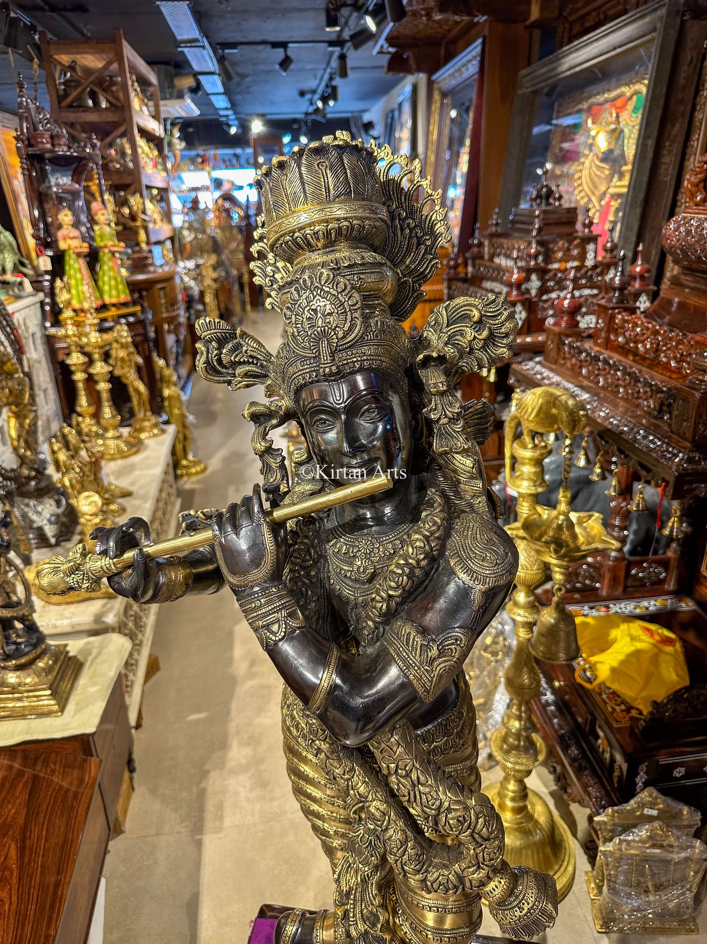 Handcrafted Brass Large Krishna Statue | 46 Inches | Superfine