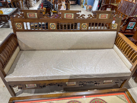 Teakwood Maharaja Art Sofa Set (3+1+1+Center Table) | Dhokra Art