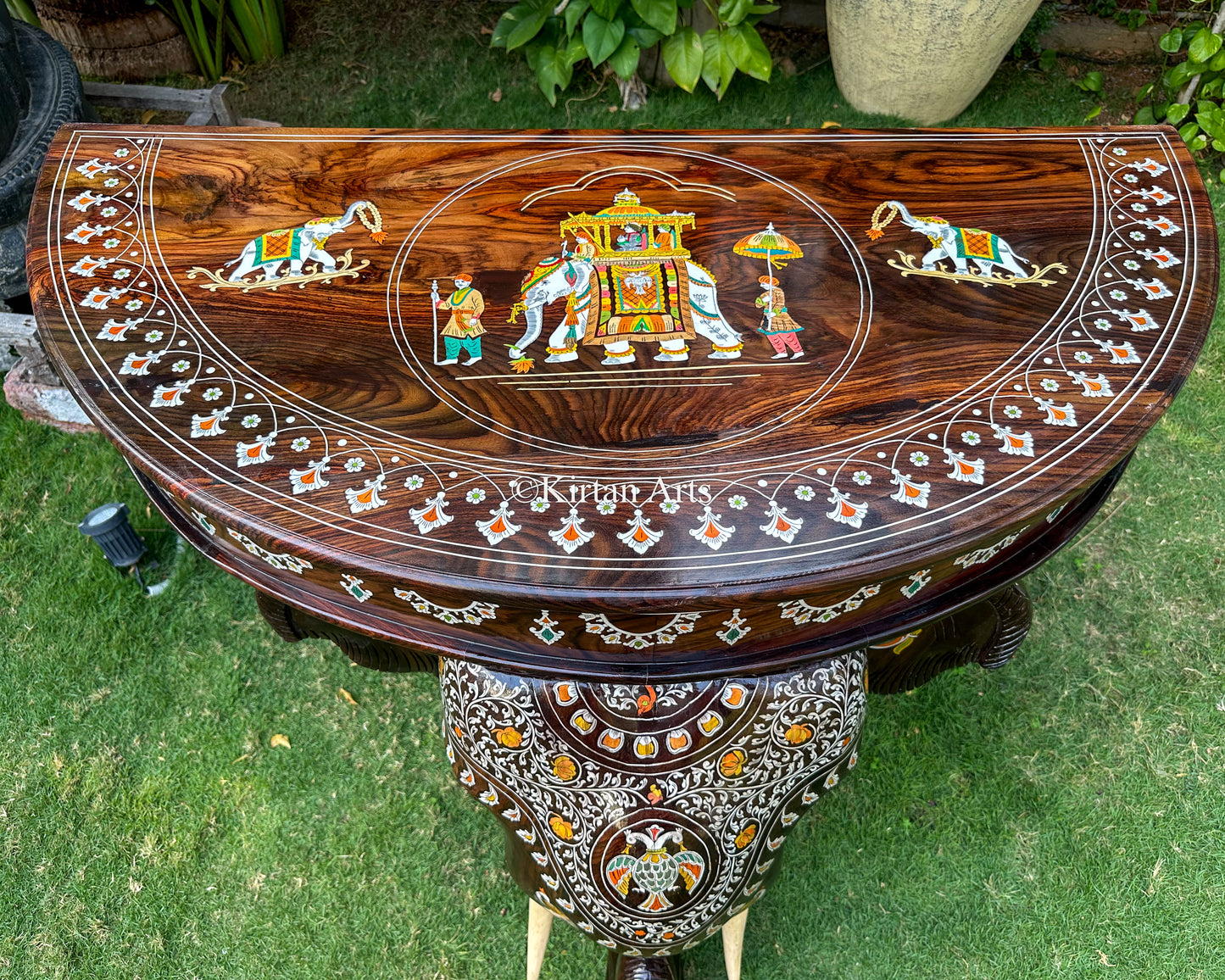 Rosewood Elephant Console Table | Large Size | Inlay Work | 48"