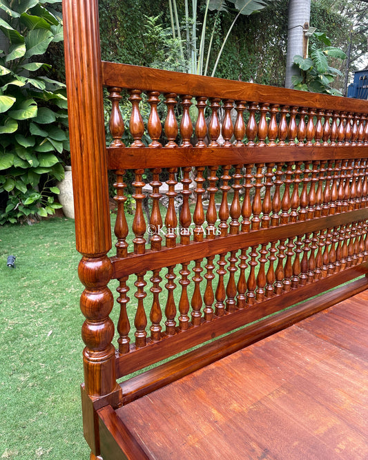 Teakwood King Spindle Poster Bed | 84"x72" Mattress Size