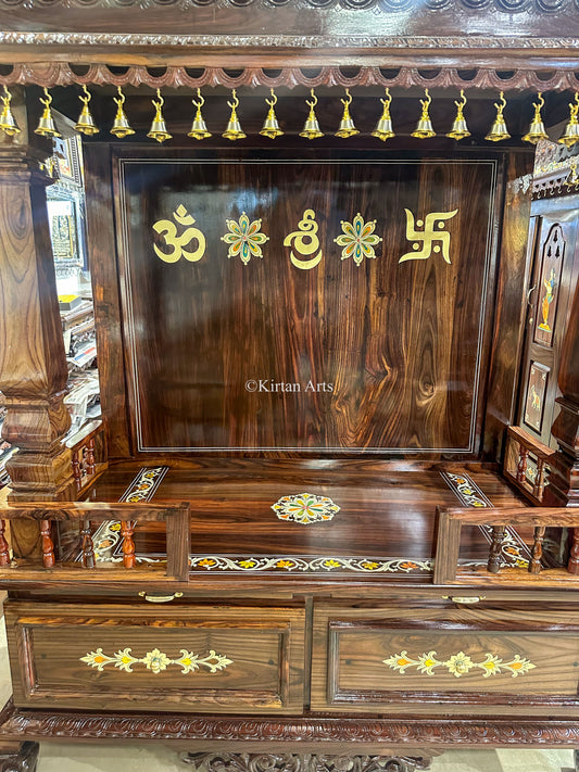 Rosewood Pooja Mandir | Storage Drawers | 7x4x2 ft
