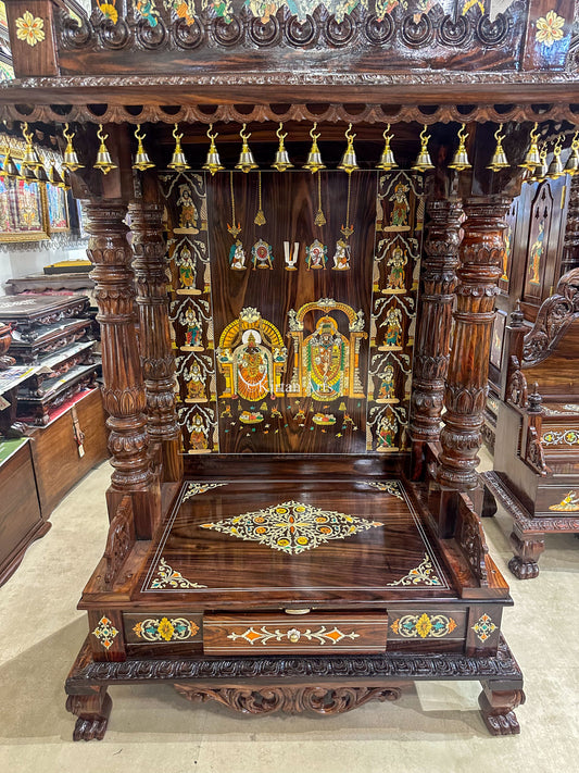 Rosewood Pooja Mandir | Inlay Work | 6x3x2 ft