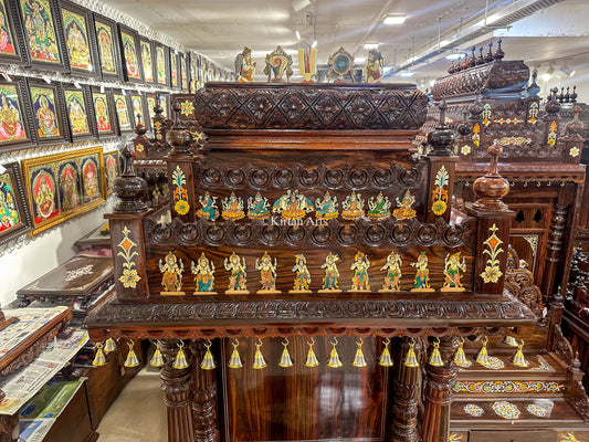 Rosewood Pooja Mandir | Dasavatar & Ashtalakshmi Inlay | 6x3x2 ft