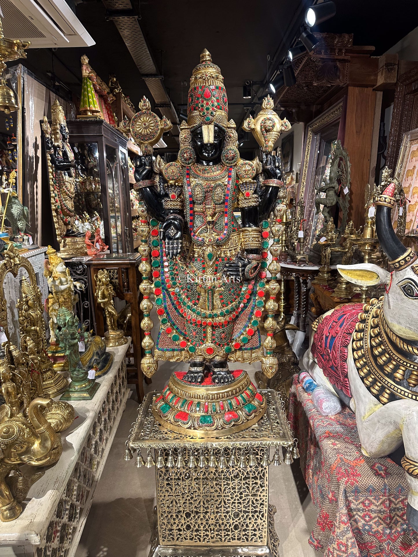 Brass Tirupati Balaji Statue | Lord Venkateswara | Stonework | 4 Ft