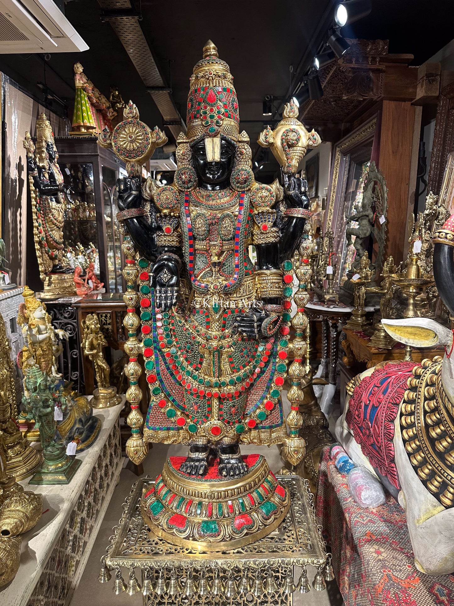 Brass Tirupati Balaji Statue | Lord Venkateswara | Stonework | 4 Ft