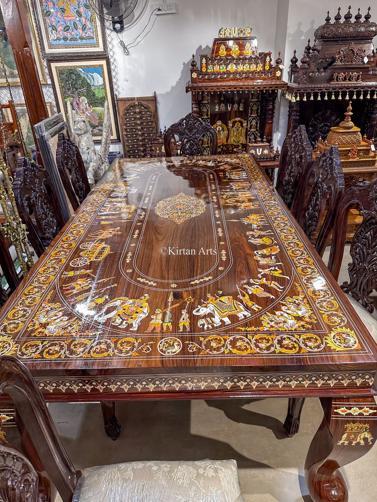 Rosewood Dining Table Set | 8 Chairs | 8x4 FT