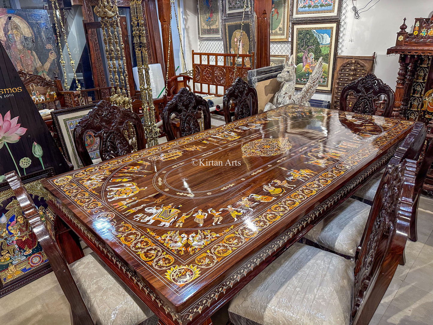 Rosewood Dining Table Set | 8 Chairs | 8x4 FT