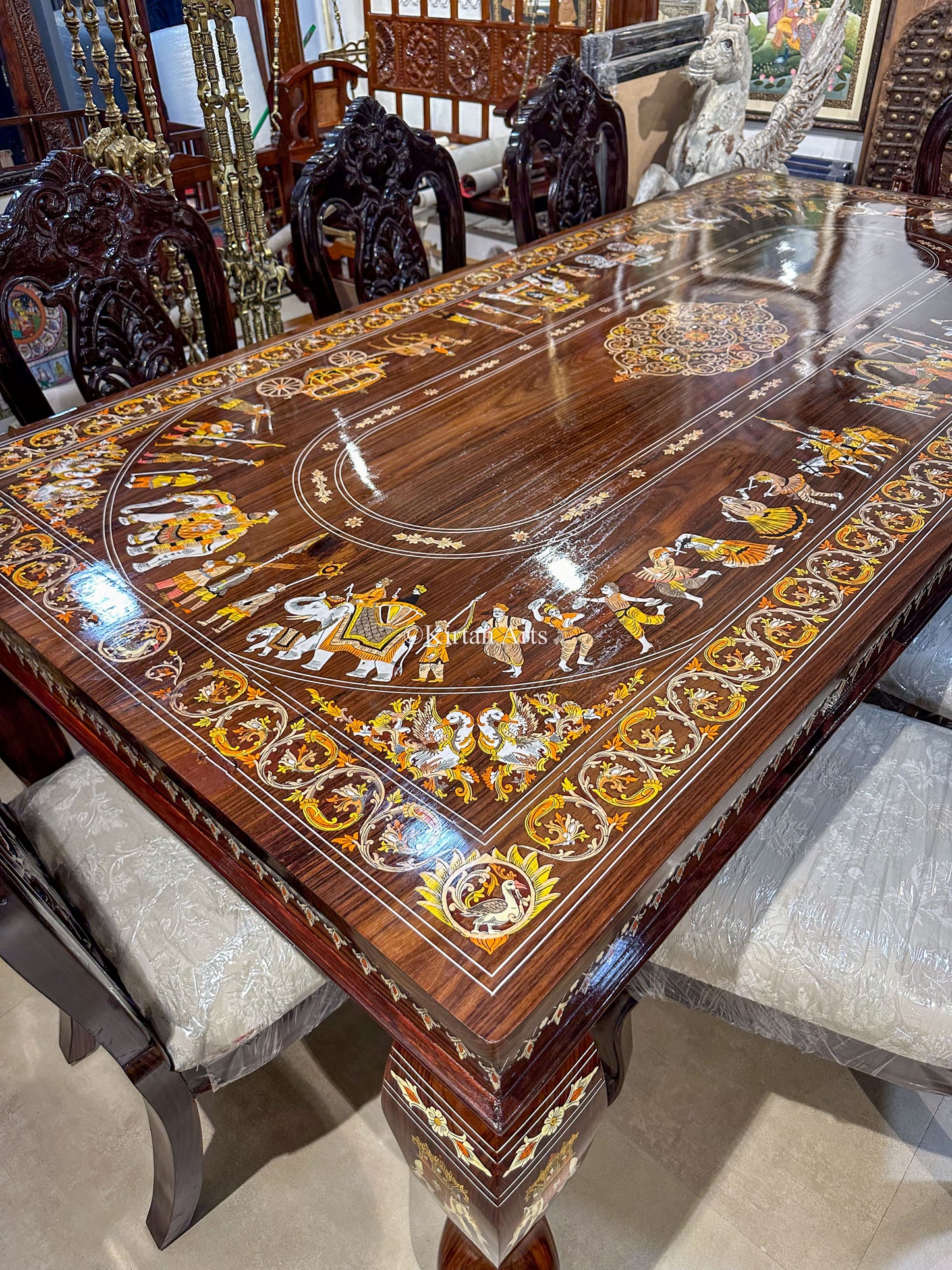 Rosewood Dining Table Set | 8 Chairs | 8x4 FT