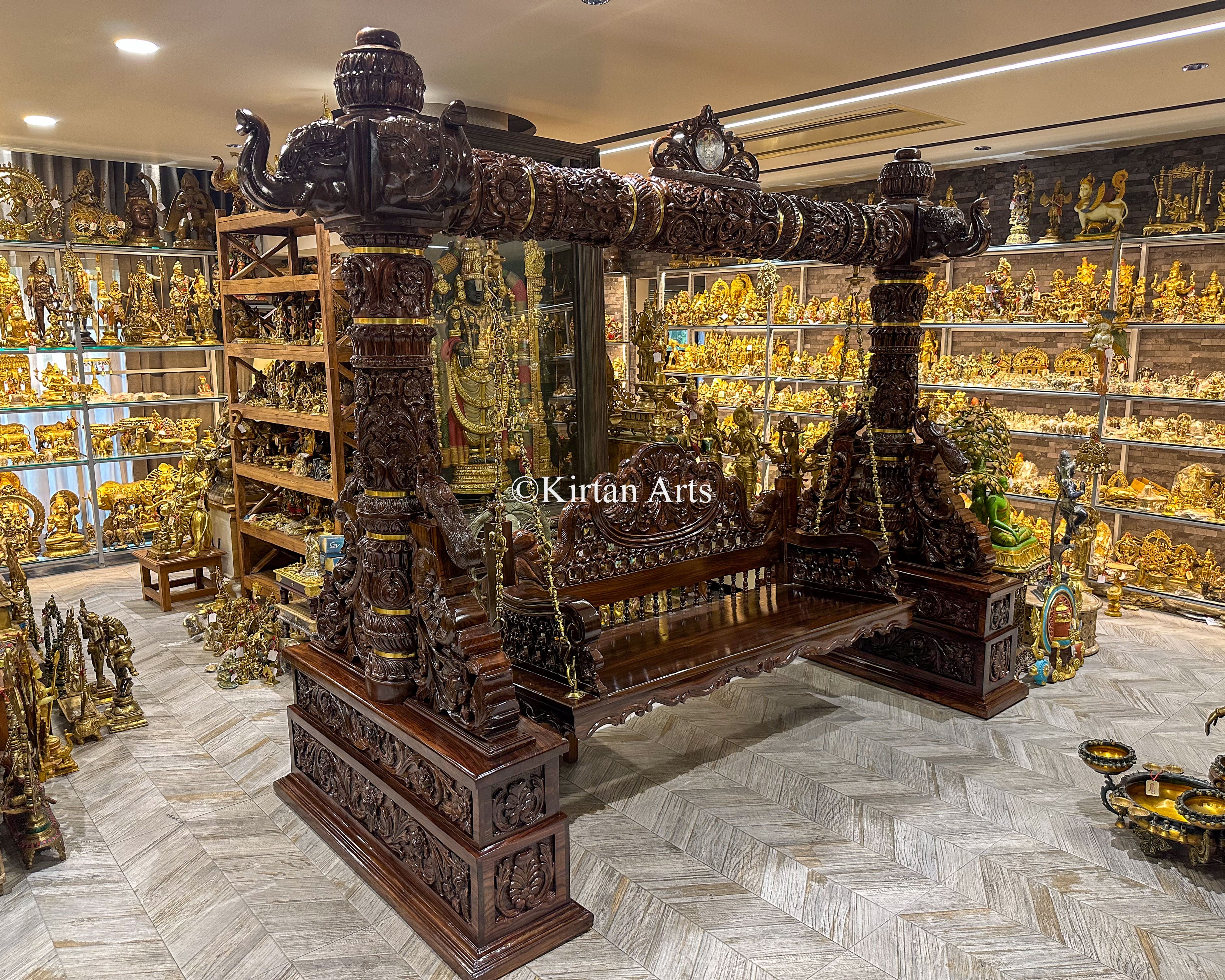 Monumental Rosewood Grand Jhula – Deep-Relief Hand-Carvings
