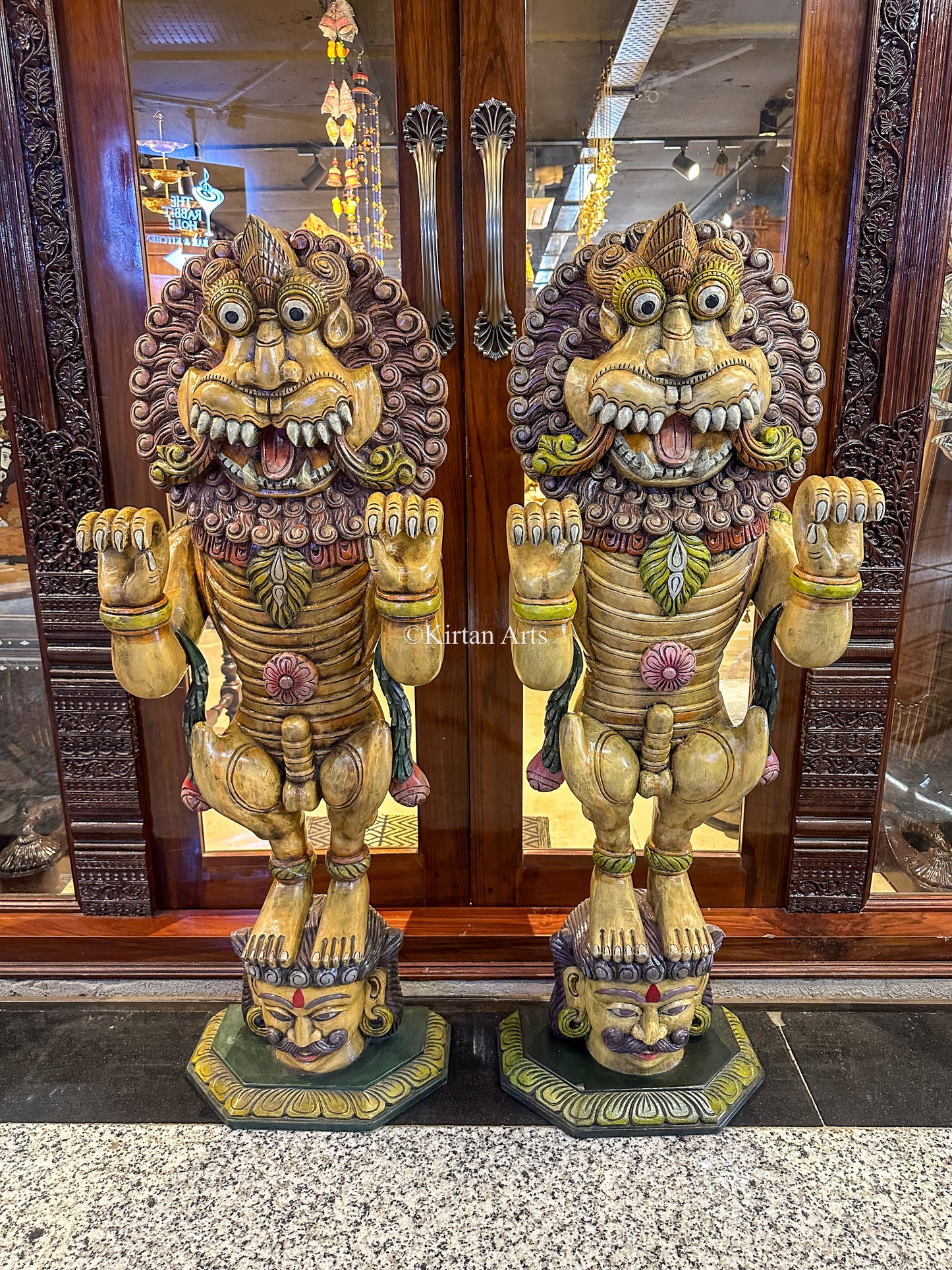 Wood Carved Yali Standing | 48"