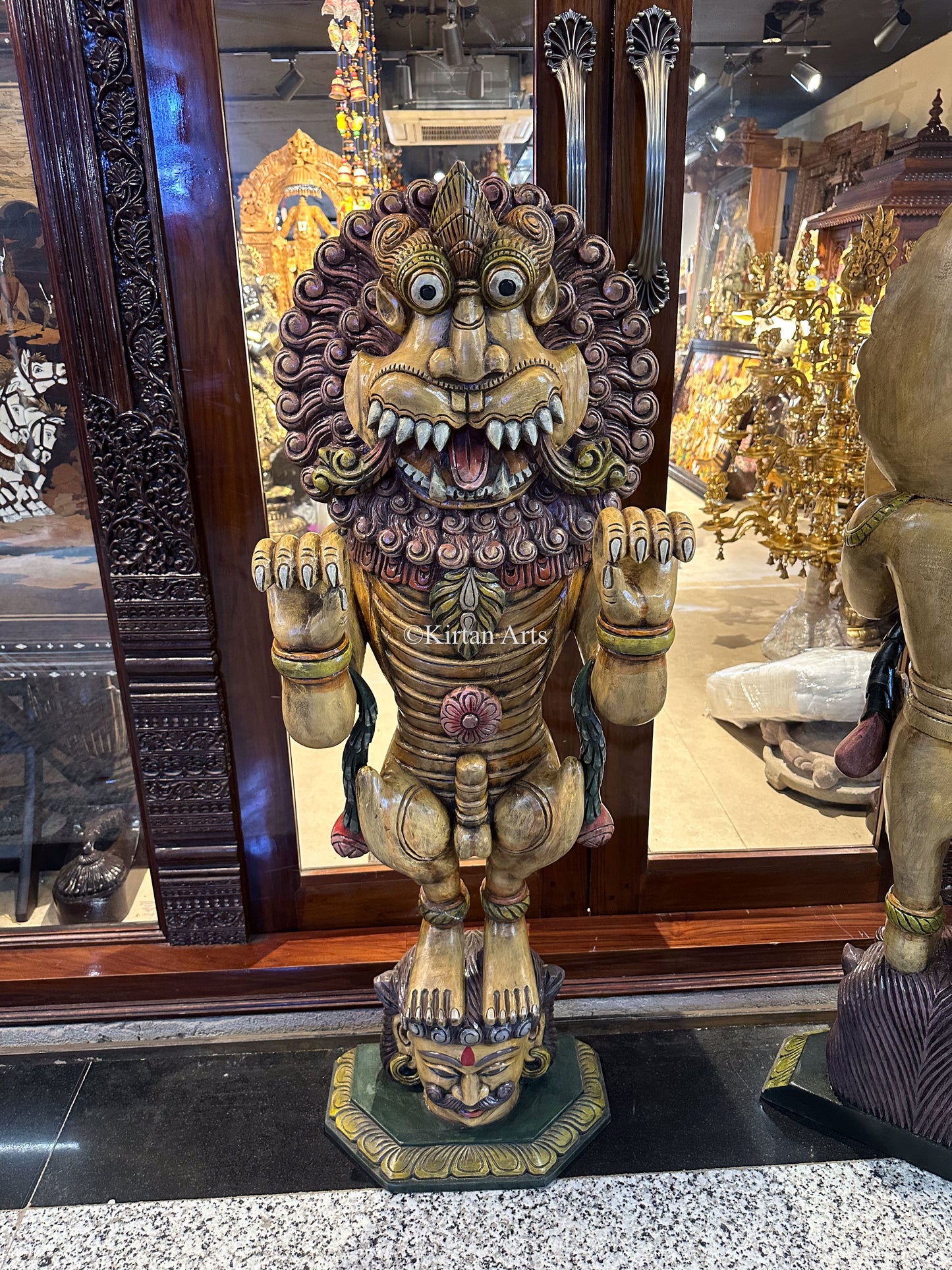 Wood Carved Yali Standing | 48"