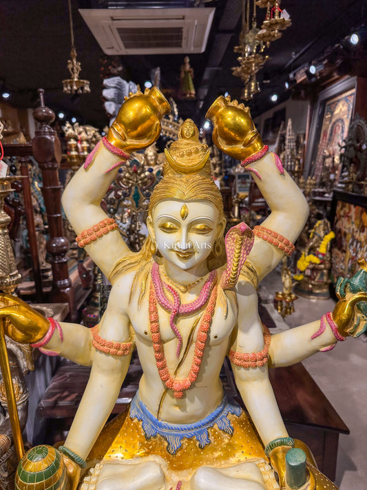 Brass Lord Shiva | Festive Colors | 6 Arms | 33"