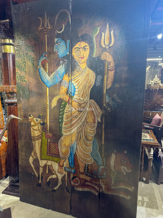 Ardhanareshwar Painting on Wooden Door