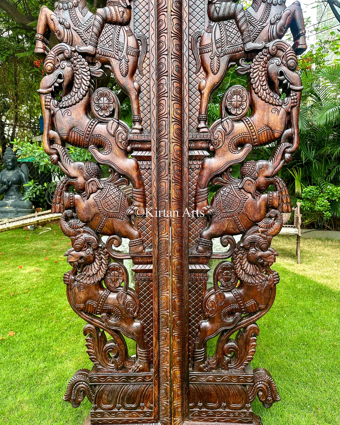 Hand-Carved Traditional Yali Pillars | 82" | Pair