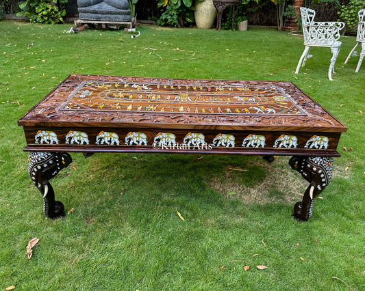 Rosewood Elephant Center Table | 4x2 ft