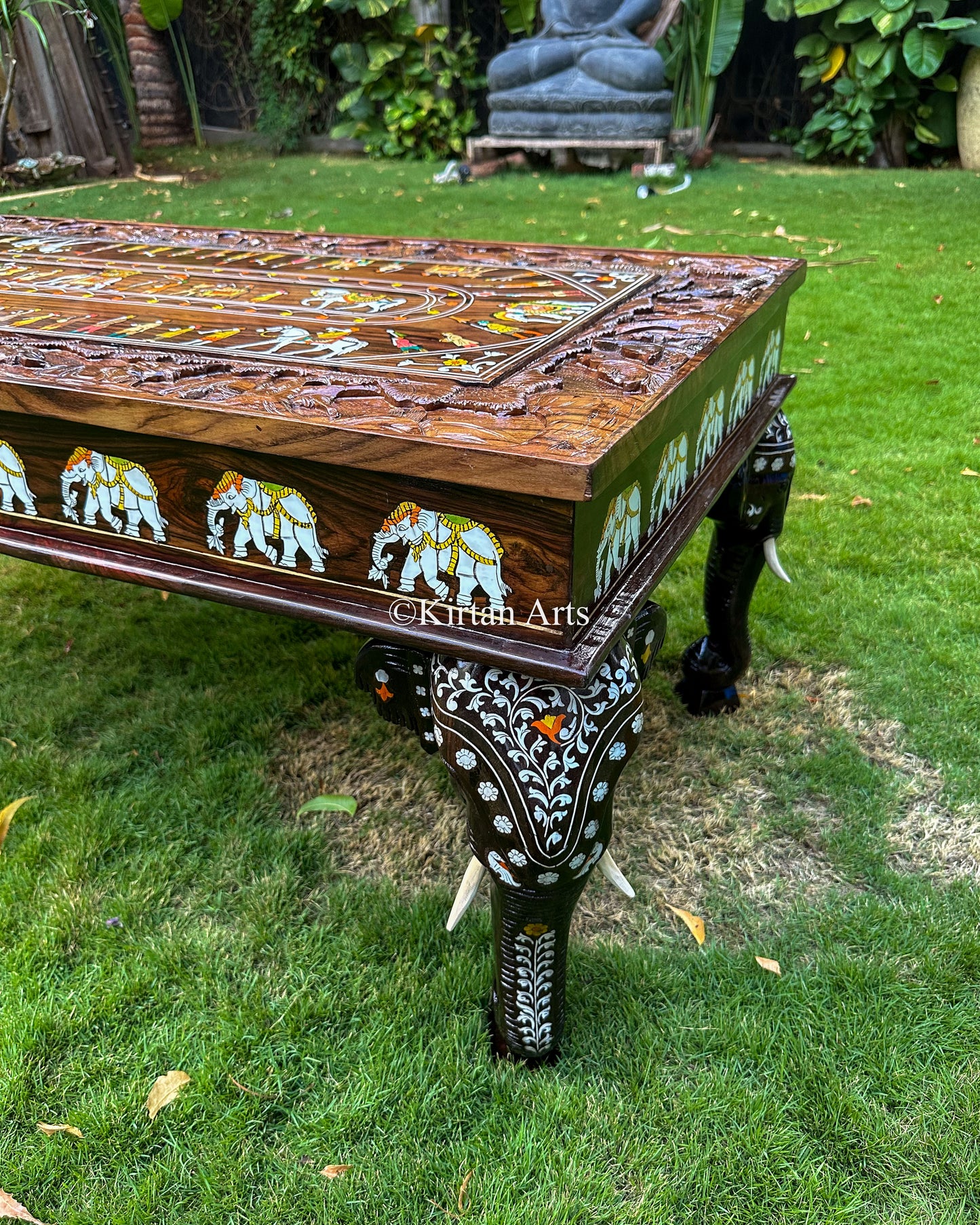 Rosewood Elephant Center Table | 4x2 ft