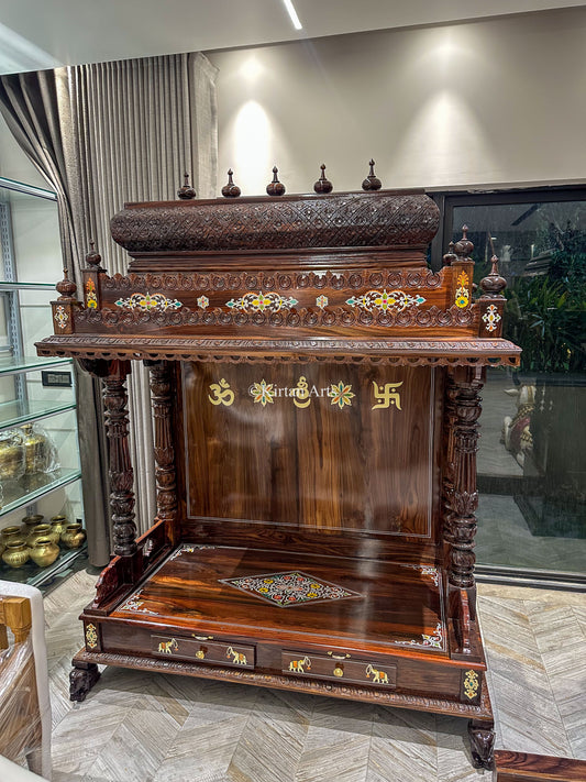 Rosewood Carved Mandir | 5x2 ft | Customisable
