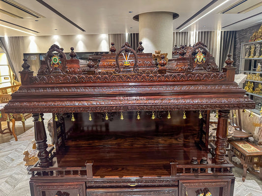 Rosewood Mandir with Storage | 3 Gopuram | 6ft | Customisable