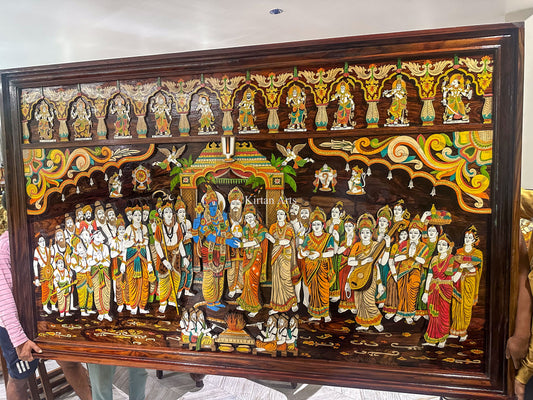 Srinivasa Kalyanam Rosewood Panel | 8x5 ft | 3D Embossed
