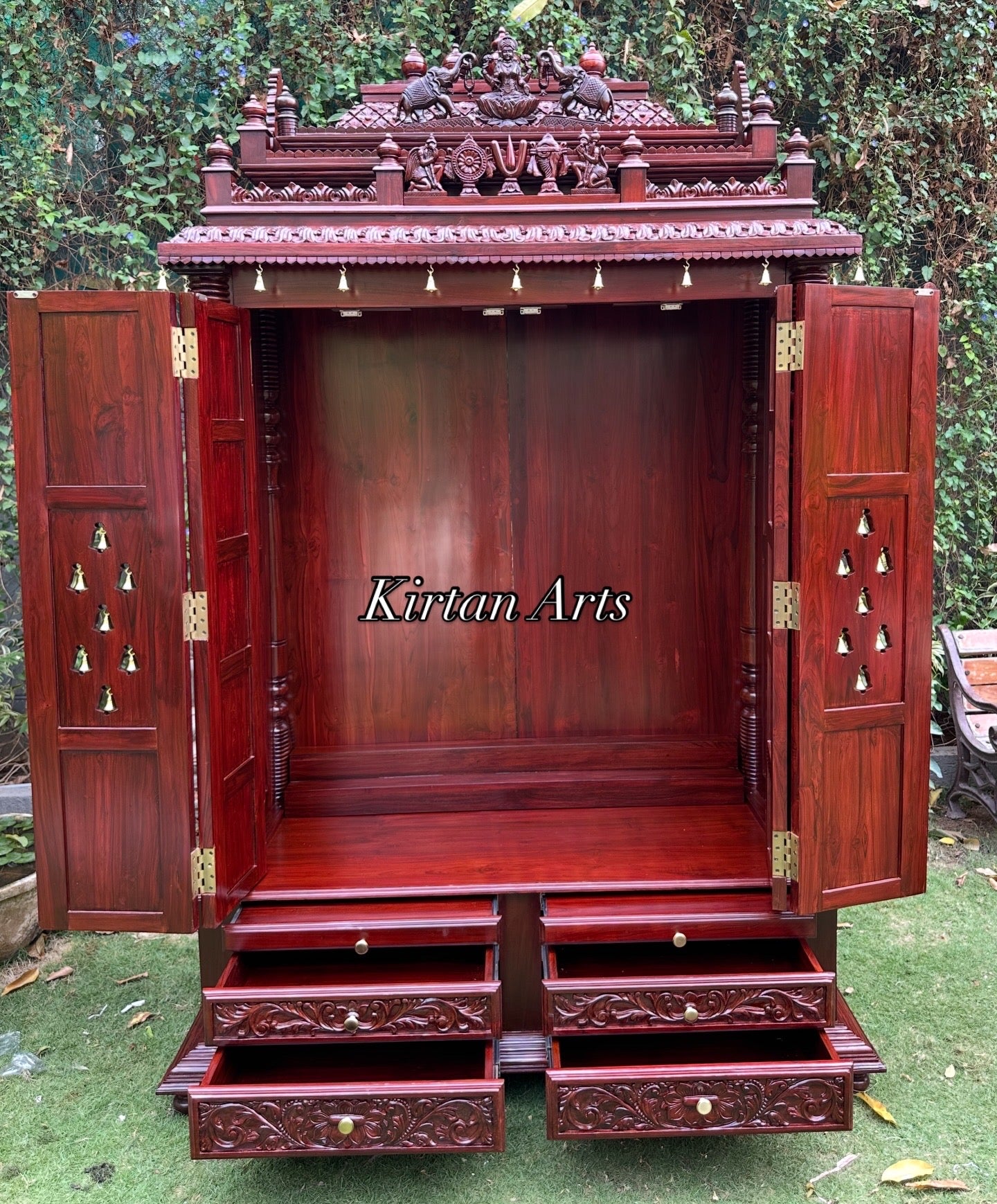 Teakwood Carved Dasvatar Mandir | 96” | Rosewood Finish