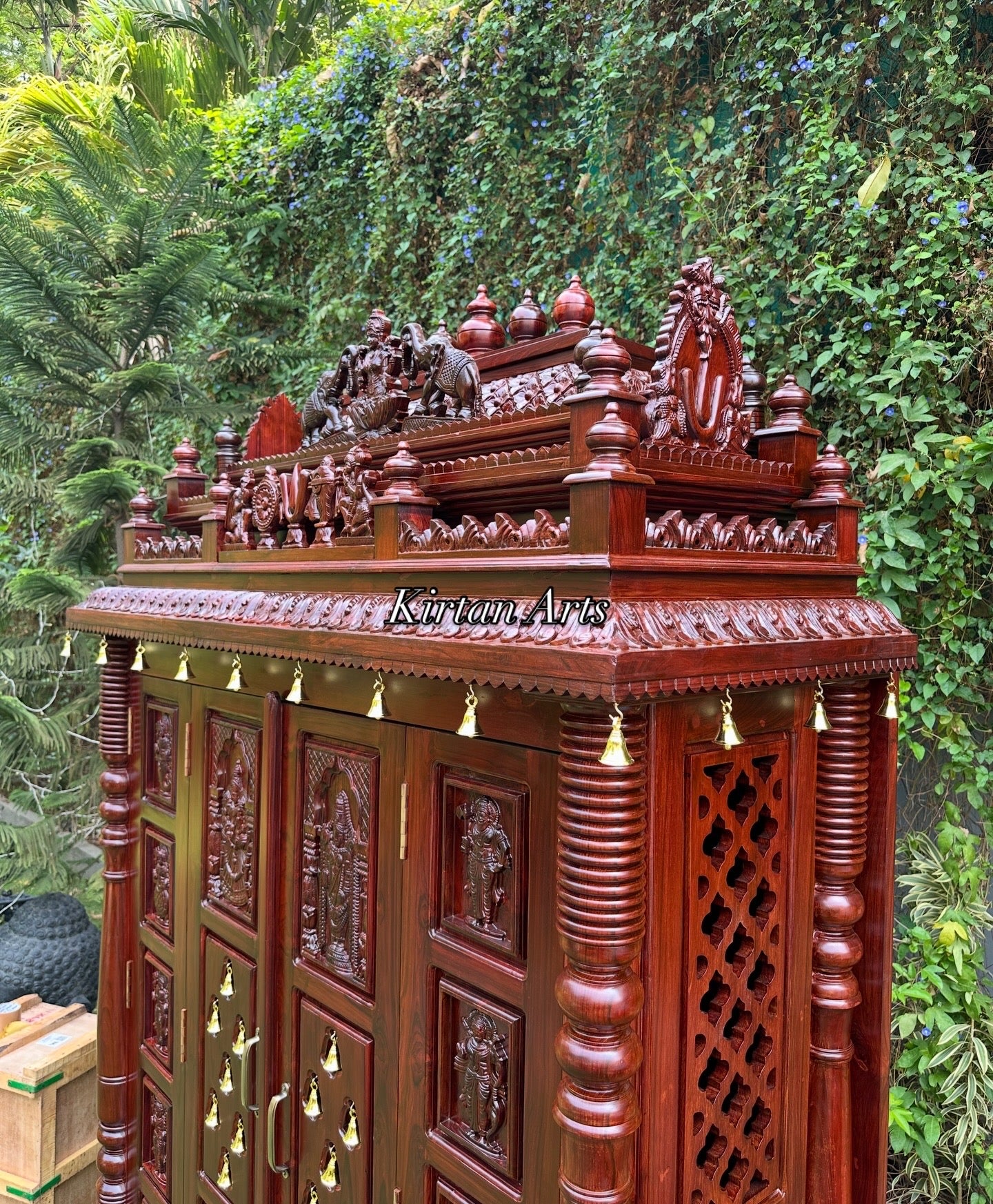 Teakwood Carved Dasvatar Mandir | 96” | Rosewood Finish