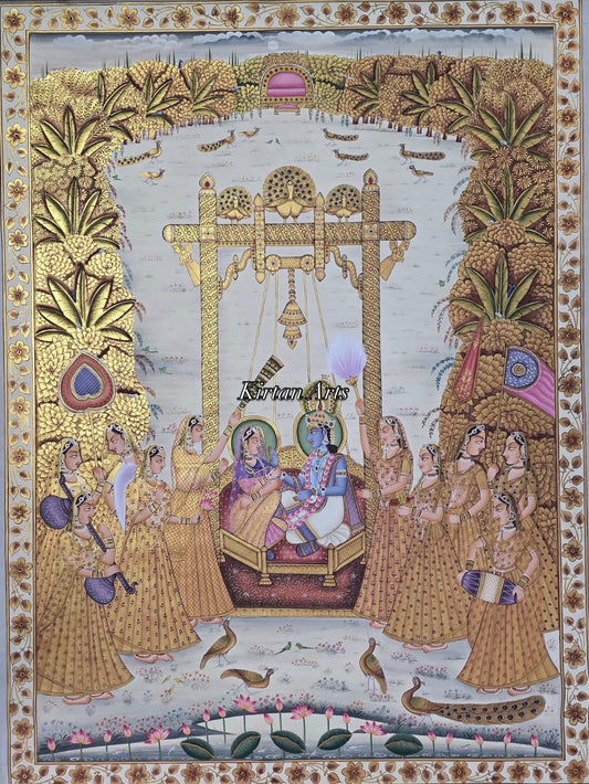 Radhakrishna Hindola Utsav Pichwai Painting | 4x3 ft
