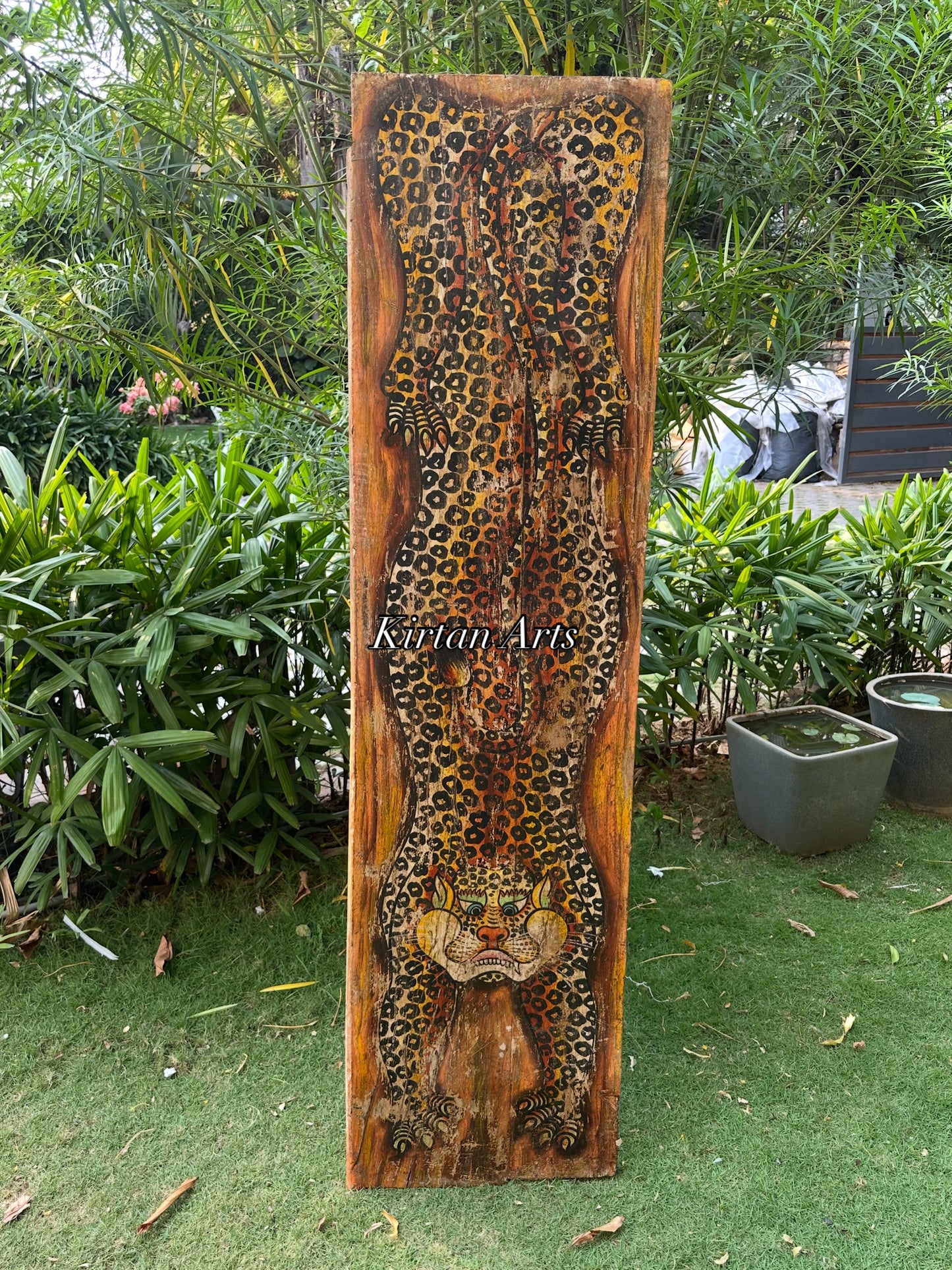 Hand-Painted Vintage Leopard Panel | Distress Finish