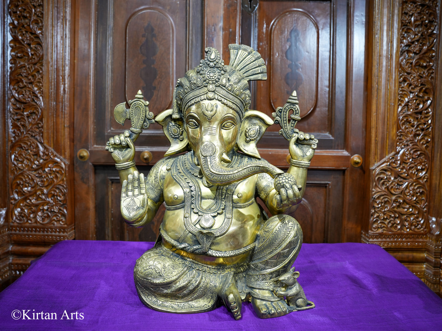 Brass Ganesha Seated Antique Finish 21"