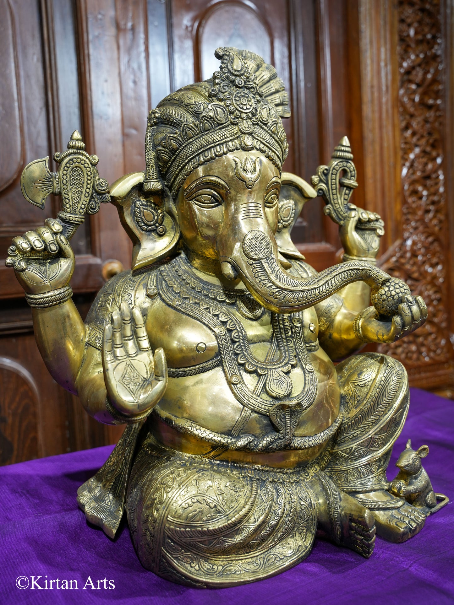 Brass Ganesha Seated Antique Finish 21"