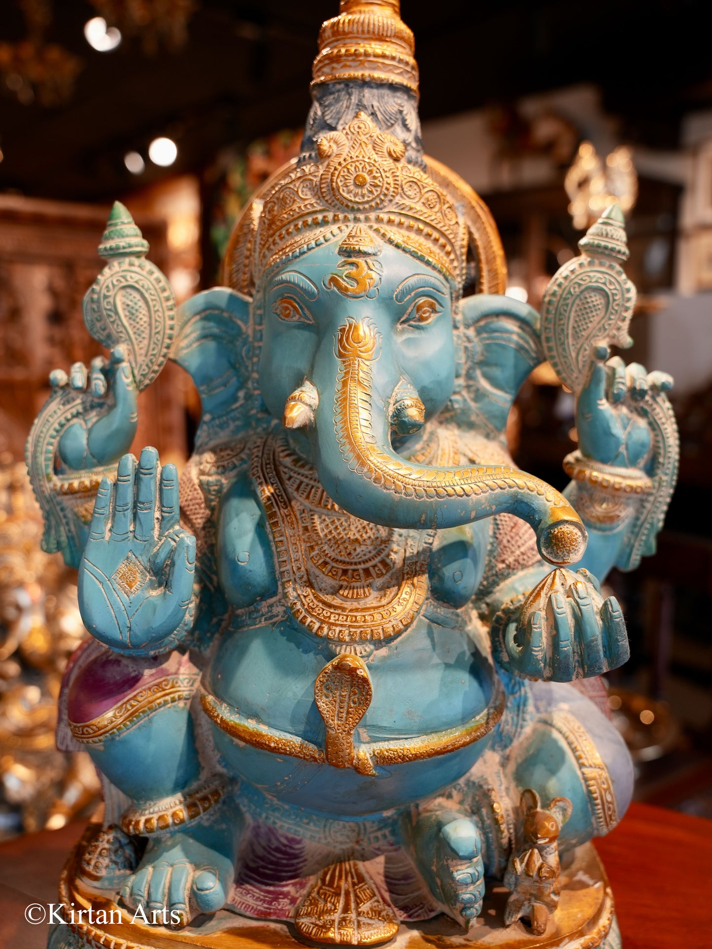 Brass Ganesha in Blue Gold | 19.5 Inches