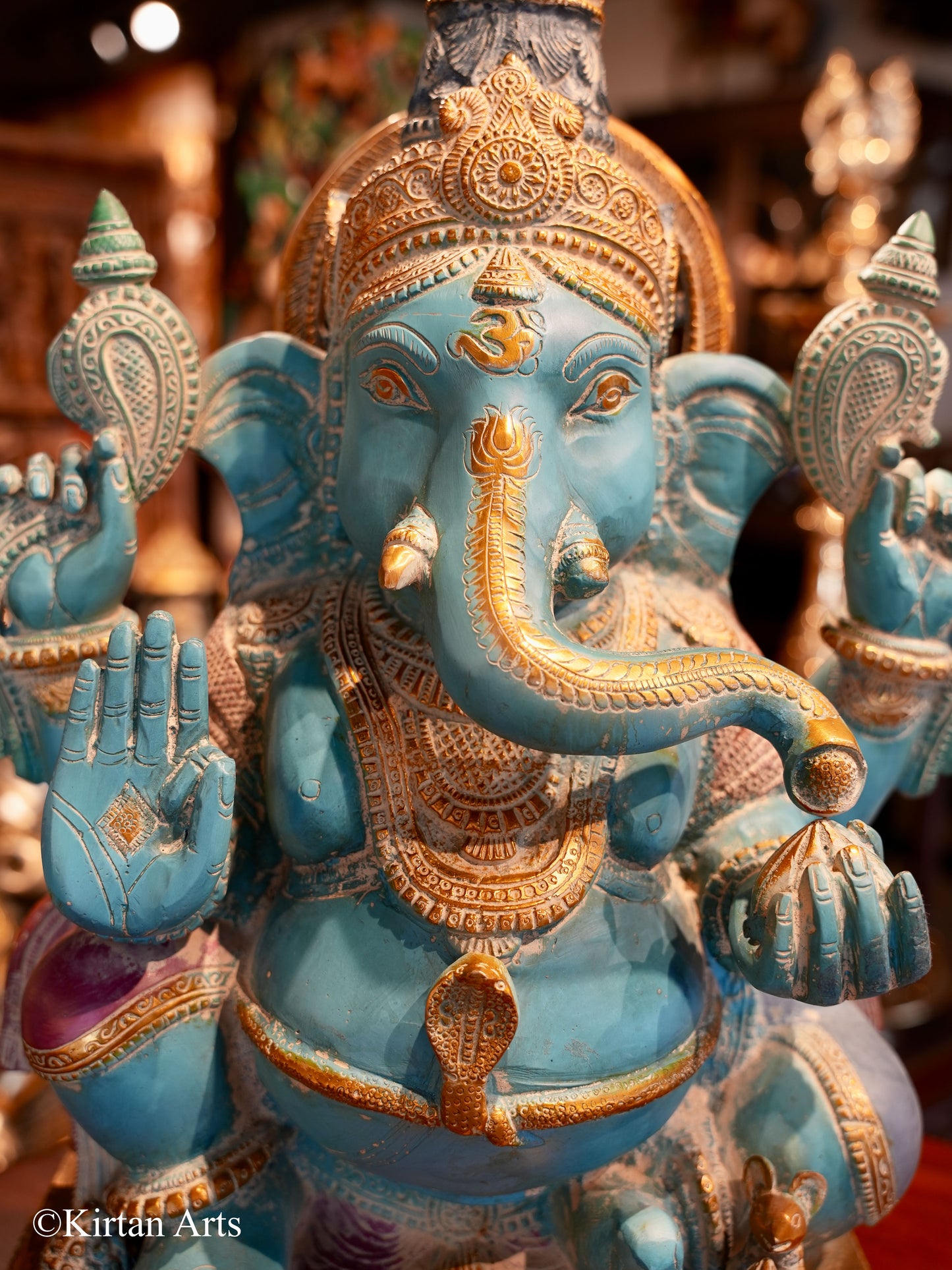 Brass Ganesha in Blue Gold | 19.5 Inches