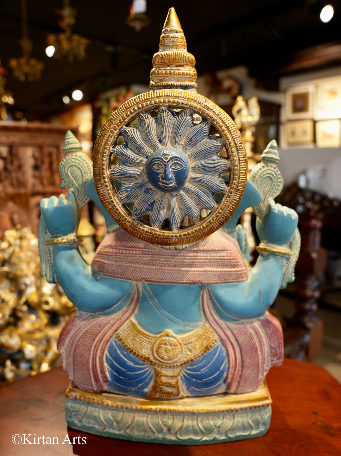 Brass Ganesha in Blue Gold | 19.5 Inches