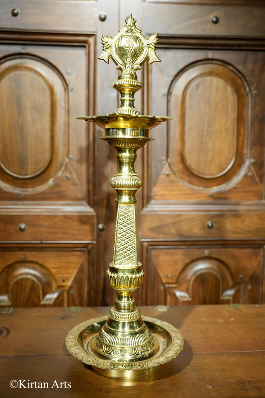 Sangu Chakram Bronze Lamp Pair 24"