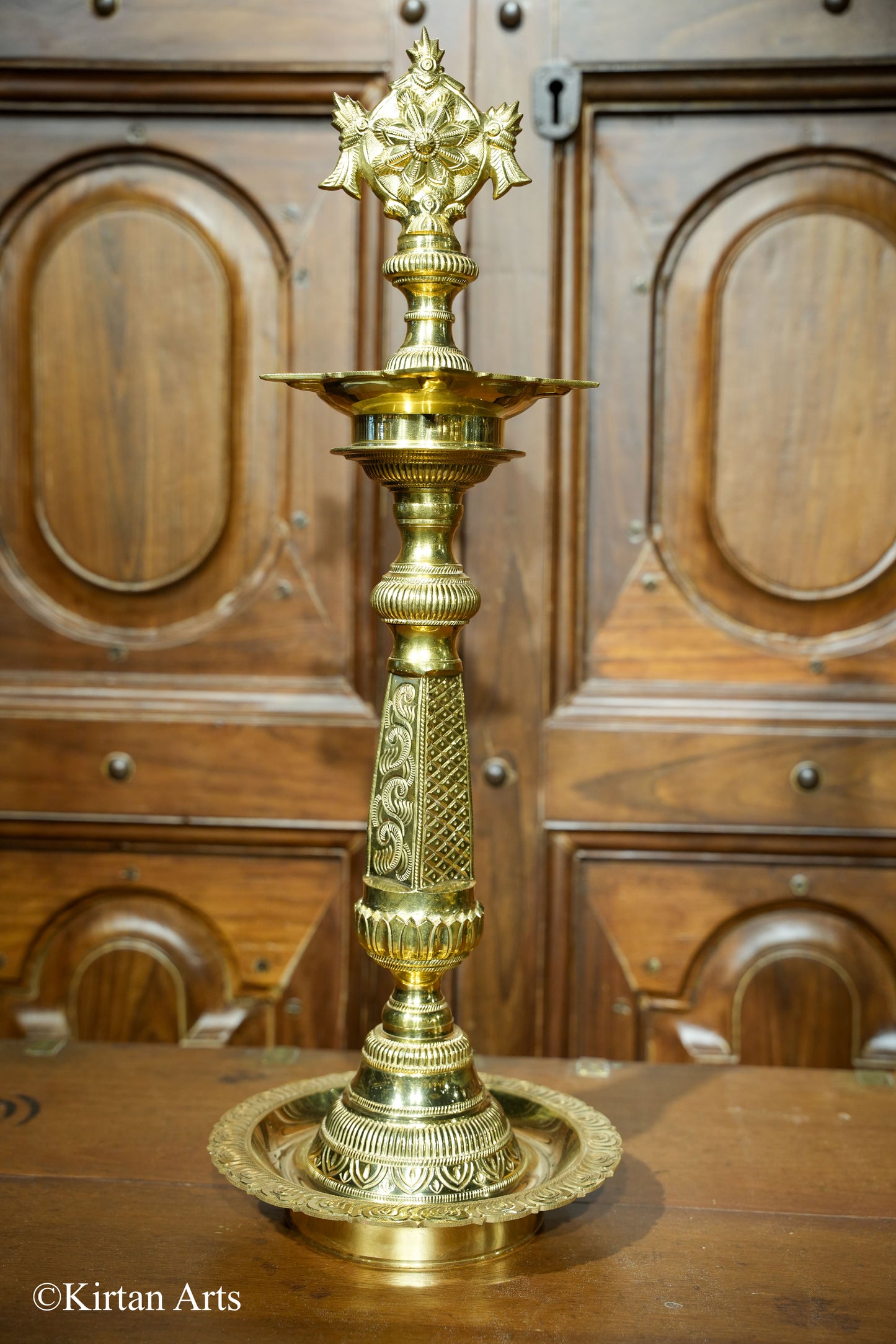 Sangu Chakram Bronze Lamp Pair 24"