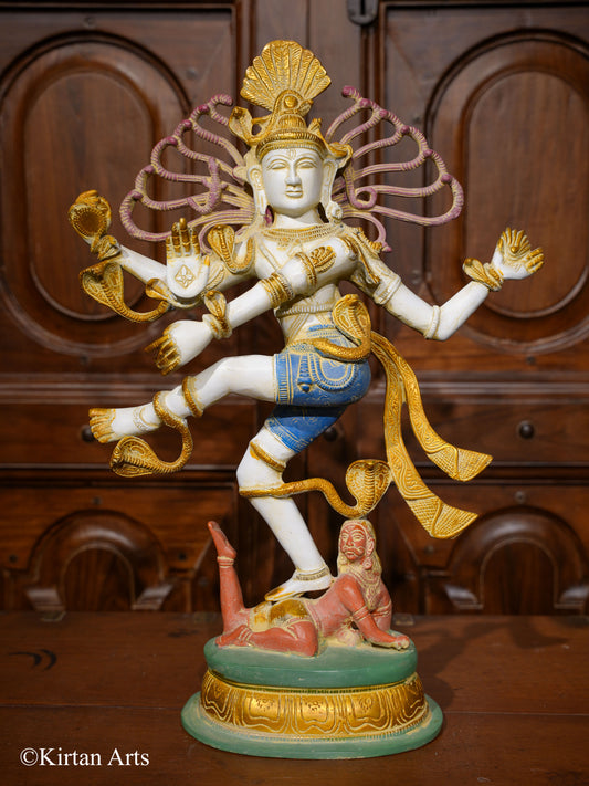 Brass Nataraj Idol White Gold 21.5"