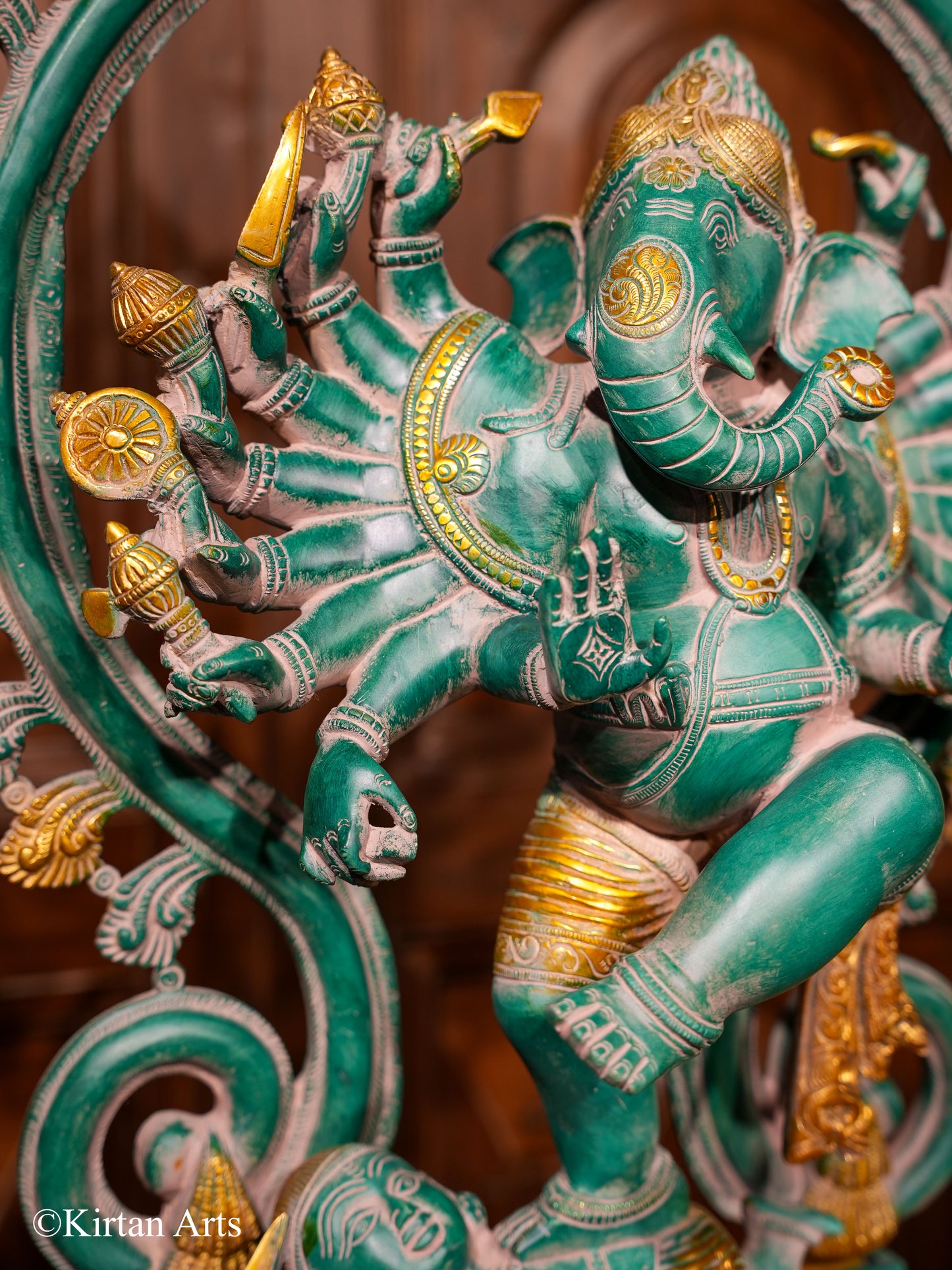 Brass Lord Ganesha 16 Hand Antique Finish 26"