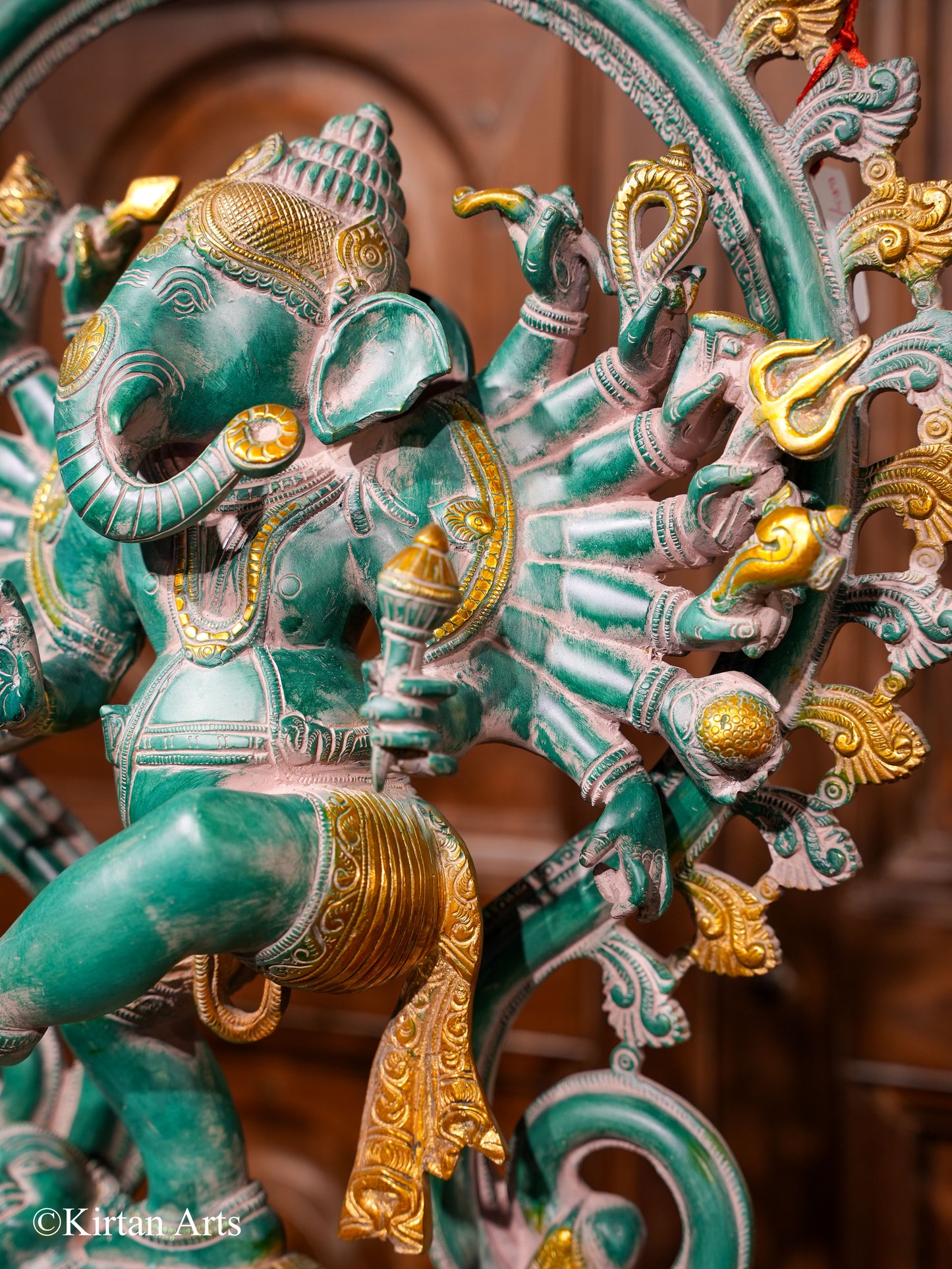 Brass Lord Ganesha 16 Hand Antique Finish 26"