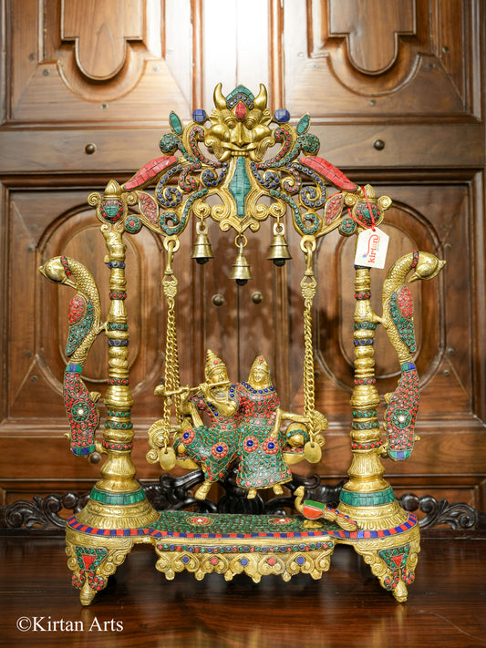 RadhaKrishna Jhula Stonework 25"