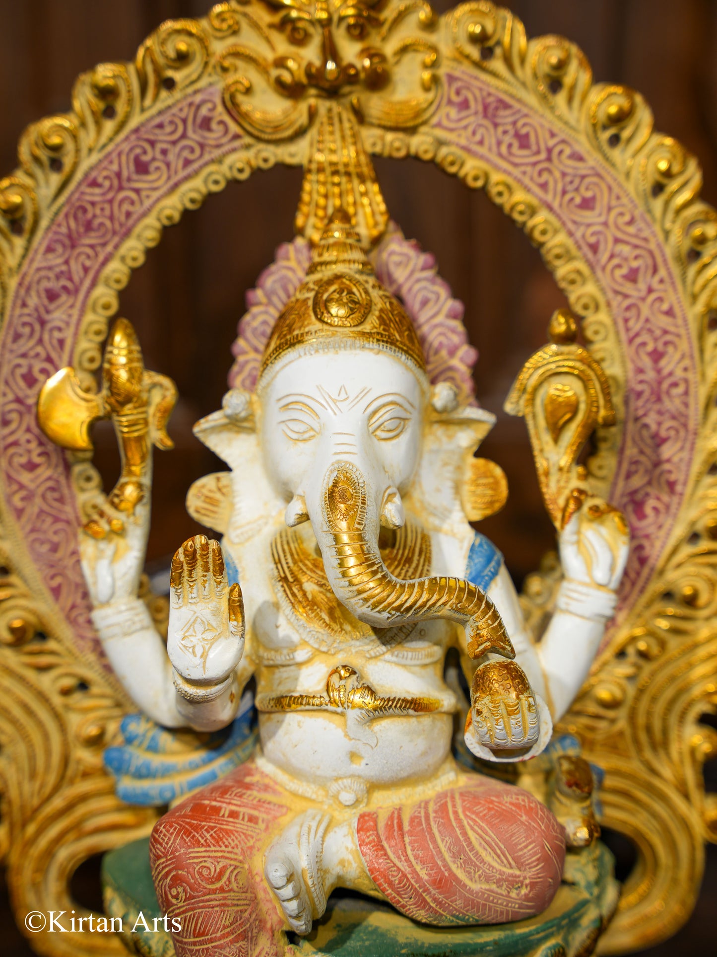Brass Lord Ganesha with Prabhavali Multi Color 14"