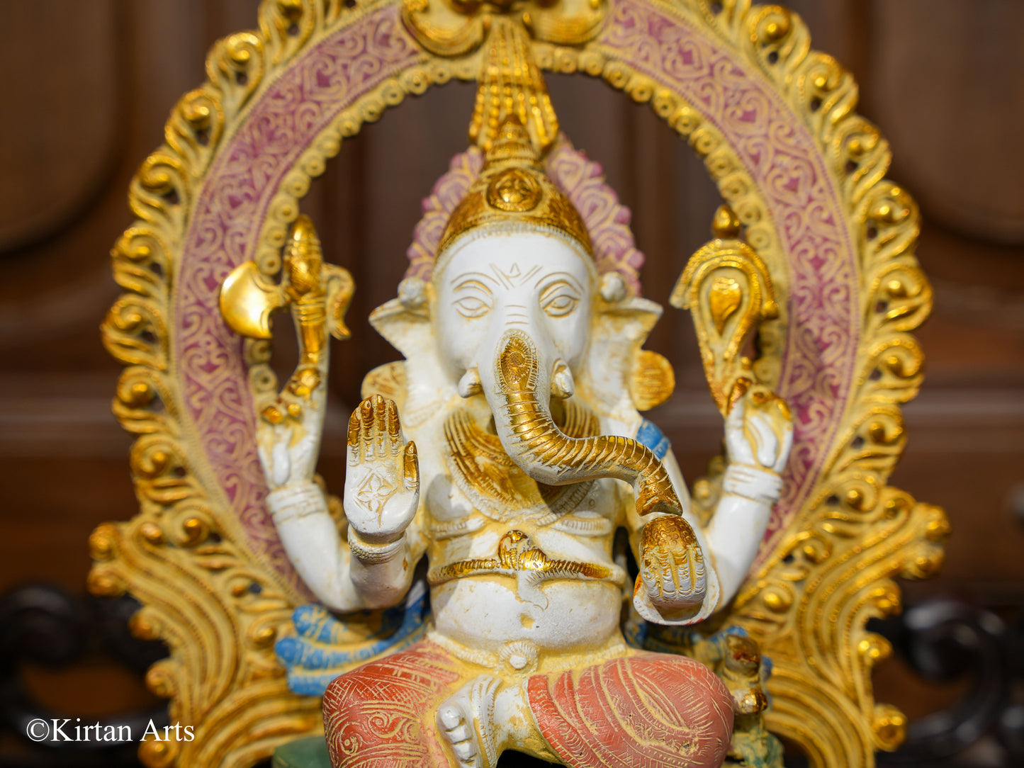Brass Lord Ganesha with Prabhavali Multi Color 14"