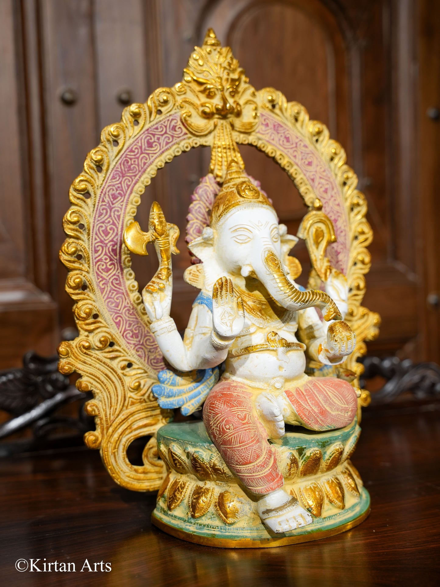 Brass Lord Ganesha with Prabhavali Multi Color 14"