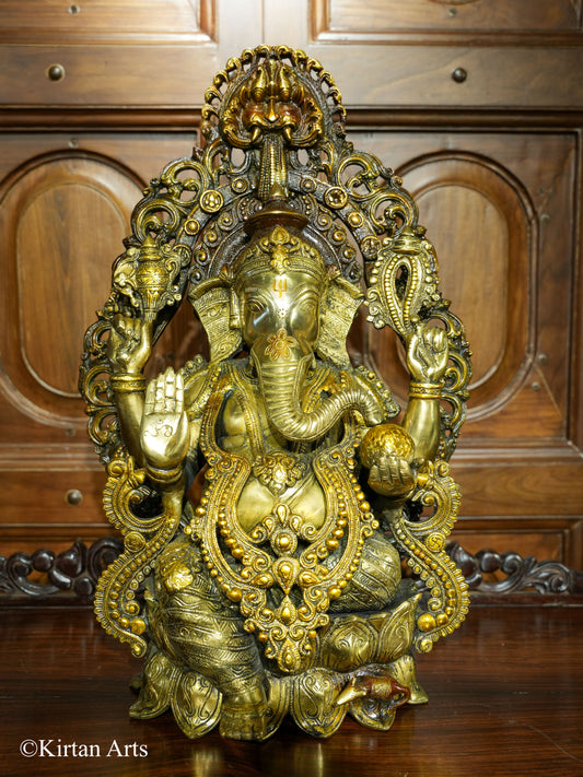 Brass Ganesha Triple Colour Tone Finish 24"